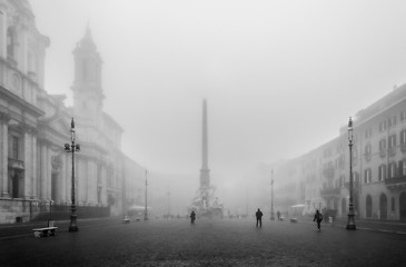 Image showing Piazza Navona shrouded in fog