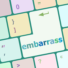 Image showing The word embarrass on a computer keyboard vector illustration