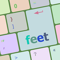 Image showing feet word on keyboard key, notebook computer button vector illustration