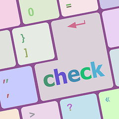 Image showing check button on computer pc keyboard key vector illustration