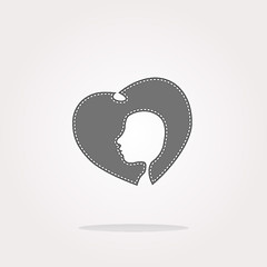 Image showing vector icon with heart and woman head. Web Icon Art. Graphic Icon Drawing