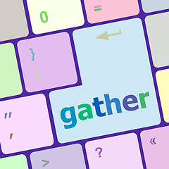 Image showing gather button on computer pc keyboard key vector illustration