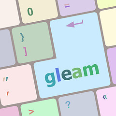 Image showing gleam word on computer pc keyboard key vector illustration
