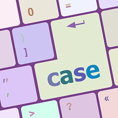 Image showing case word on keyboard key, notebook computer button vector illustration