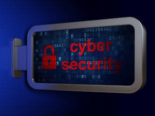Image showing Security concept: Cyber Security and Closed Padlock on billboard background