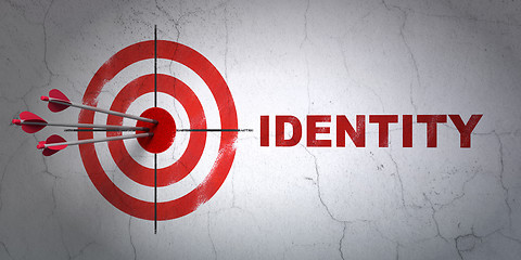 Image showing Safety concept: target and Identity on wall background