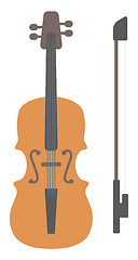 Image showing Wooden violin with bow