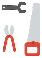 Image showing Saw, pruner and wrench.