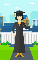 Image showing Graduate showing thumb up sign.