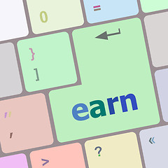 Image showing earn button on computer pc keyboard key vector illustration