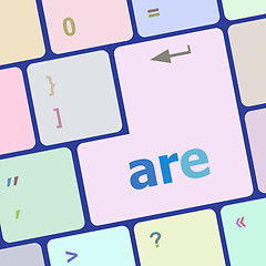 Image showing are word on computer keyboard key vector illustration