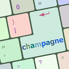 Image showing champagne button on computer pc keyboard key vector illustration