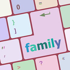 Image showing Vacation concept computer keyboard with word Family  vector illustration