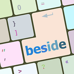 Image showing beside word on keyboard key, notebook computer button vector illustration