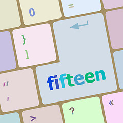 Image showing fifteen button on computer pc keyboard key vector illustration