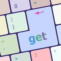 Image showing get word on keyboard key, notebook computer button vector illustration