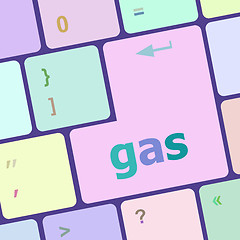 Image showing gas word on keyboard key, notebook computer button vector illustration