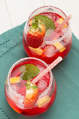 Image showing Cold strawberry drink