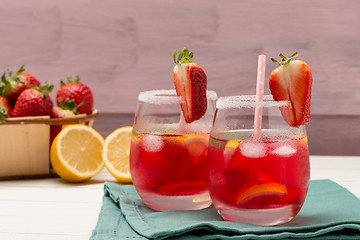 Image showing Cold strawberry drink