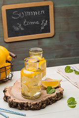 Image showing Lemon and lime slices in jars