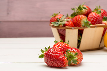 Image showing Strawberries in a small basket