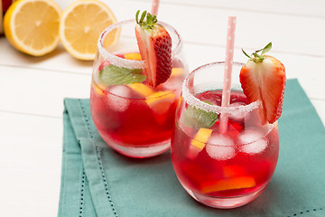 Image showing Cold strawberry drink