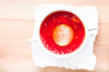 Image showing Russian traditional borsch 