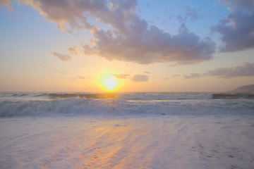 Image showing sunrise on Mediterranean on beach