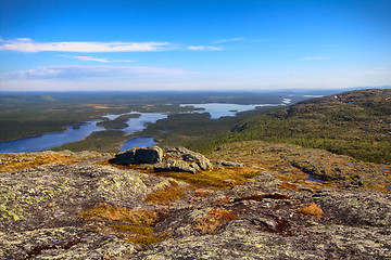 Image showing Norwegian plateau (fjelds) in Lapland. Most Northern forest in Europe