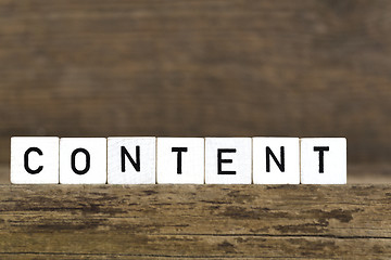 Image showing The word content written in cubes