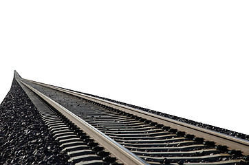 Image showing Railroad tracks closeup isolated on white