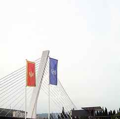 Image showing Millennium suspension Bridge over river Moraca Podgorica Montene