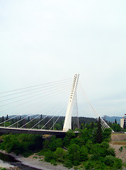 Image showing Millennium suspension Bridge over river Moraca Podgorica Montene