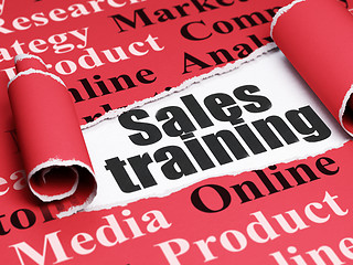 Image showing Marketing concept: black text Sales Training under the piece of  torn paper