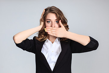 Image showing The young woman\'s portrait with happy emotions