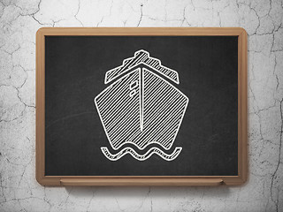 Image showing Vacation concept: Ship on chalkboard background