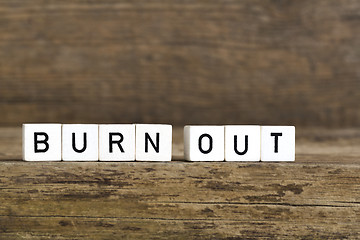 Image showing The words burn out written in cubes