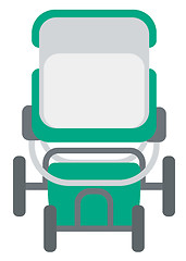 Image showing Green baby carriage.