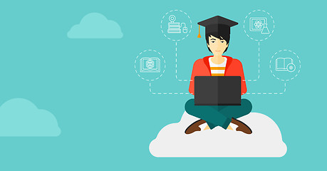 Image showing Graduate sitting on cloud.