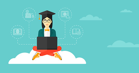 Image showing Graduate sitting on cloud.