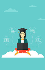 Image showing Graduate sitting on cloud.