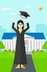 Image showing Graduate throwing up his hat.