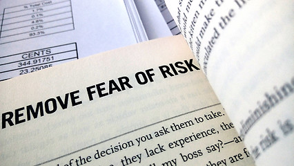 Image showing Remove fear of risk word on the book