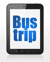 Image showing Tourism concept: Tablet Pc Computer with Bus Trip on display