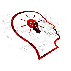 Image showing Marketing concept: Head With Lightbulb on Digital background