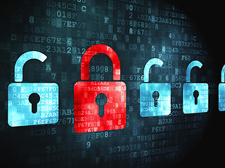Image showing Security concept: Locks on digital background