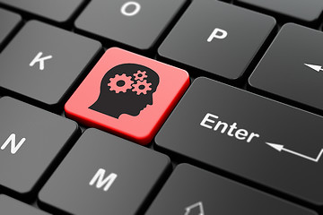 Image showing Marketing concept: Head With Gears on computer keyboard background