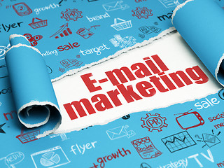 Image showing Marketing concept: red text E-mail Marketing under the piece of  torn paper