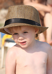 Image showing Baby girl posing on the beach