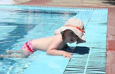 Image showing Baby girl in swimming pool